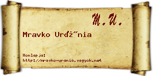 Mravko Uránia névjegykártya